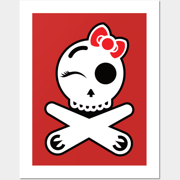 Winking Pinball Pirate with Bow Wall Art by amelinamel